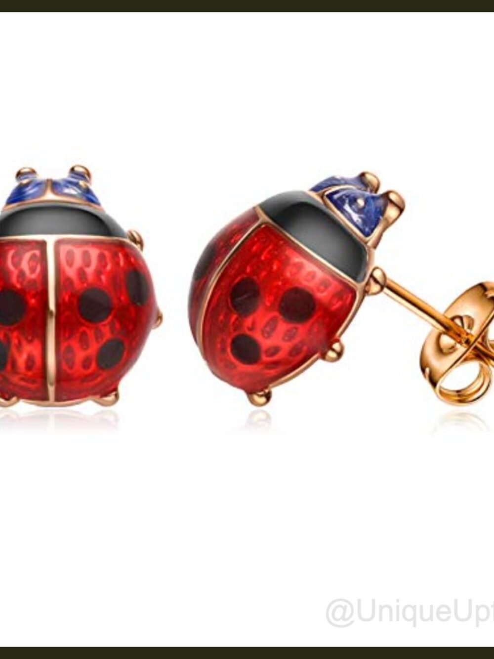 925 Sterling Silver Ladybug Stud Earrings 14k Gold Plated Hypoallergenic